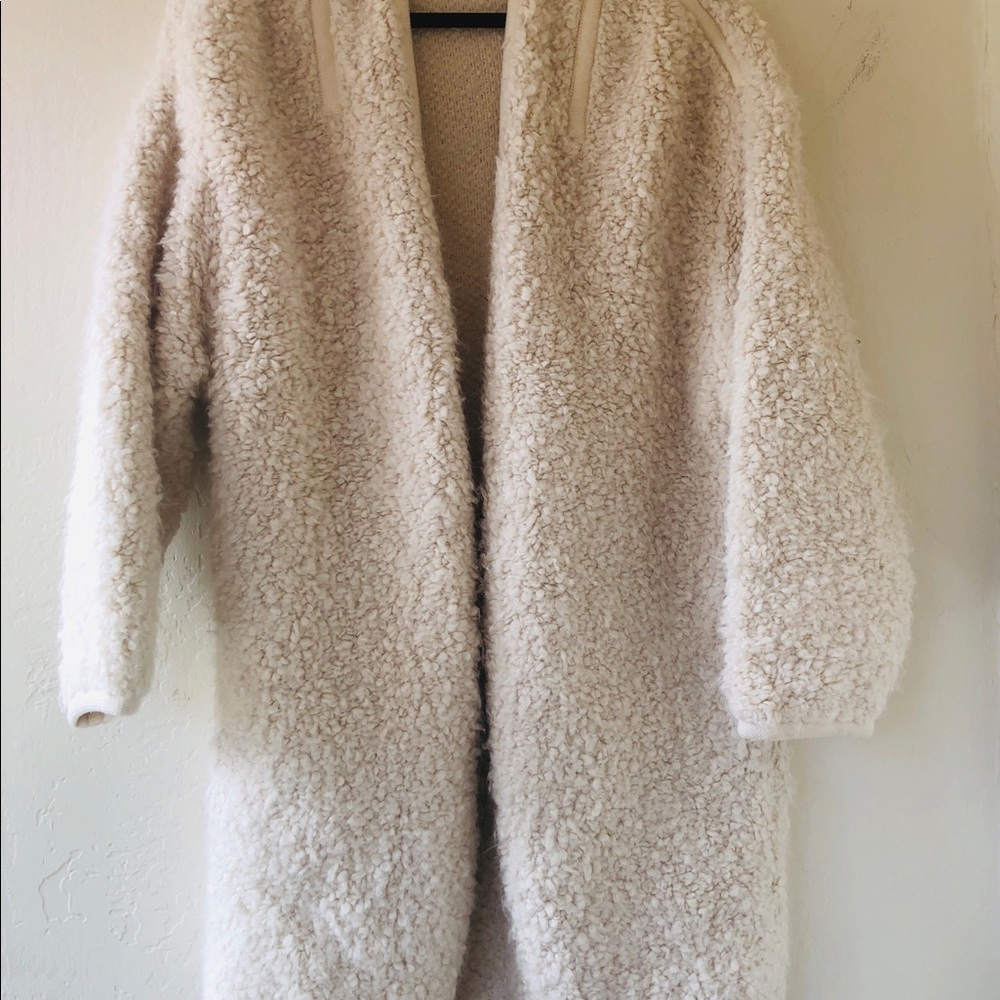 Vanessa Bruno Faux Shearling Knit Sweater Coat Curly L alpaca mohair
